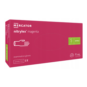 Vienkartinės nitrilinės pirštinės Nitrylex magenta S, M