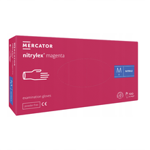 Įkelkite vaizdą į galerijos žiūrovą, Vienkartinės nitrilinės pirštinės Nitrylex magenta S, M